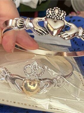 Silver Claddagh Bracelet with Heart and Crown